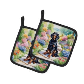 Gordon Setter Spring Path Pair of Pot Holders Kitchen Heat Resistant Pot Holders Sets Oven Hot Pads for Cooking Baking BBQ, 7 1/2 x 7 1/2