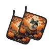 Akita Fall Pair of Pot Holders Kitchen Heat Resistant Pot Holders Sets Oven Hot Pads for Cooking Baking BBQ, 7 1/2 x 7 1/2