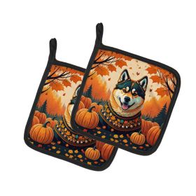 Akita Fall Pair of Pot Holders Kitchen Heat Resistant Pot Holders Sets Oven Hot Pads for Cooking Baking BBQ, 7 1/2 x 7 1/2