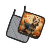 Silky Terrier Fall Pair of Pot Holders Kitchen Heat Resistant Pot Holders Sets Oven Hot Pads for Cooking Baking BBQ, 7 1/2 x 7 1/2