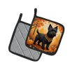 Black Cairn Terrier Fall Pair of Pot Holders Kitchen Heat Resistant Pot Holders Sets Oven Hot Pads for Cooking Baking BBQ, 7 1/2 x 7 1/2