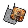 Pomeranian Fall Pair of Pot Holders Kitchen Heat Resistant Pot Holders Sets Oven Hot Pads for Cooking Baking BBQ, 7 1/2 x 7 1/2