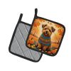 Norfolk Terrier Fall Pair of Pot Holders Kitchen Heat Resistant Pot Holders Sets Oven Hot Pads for Cooking Baking BBQ, 7 1/2 x 7 1/2