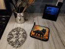 Black Chow Chow Fall Pair of Pot Holders Kitchen Heat Resistant Pot Holders Sets Oven Hot Pads for Cooking Baking BBQ, 7 1/2 x 7 1/2