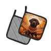 Chocolate Labrador Retriever Fall Pair of Pot Holders Kitchen Heat Resistant Pot Holders Sets Oven Hot Pads for Cooking Baking BBQ, 7 1/2 x 7 1/2