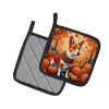 Red Basenji Fall Pair of Pot Holders Kitchen Heat Resistant Pot Holders Sets Oven Hot Pads for Cooking Baking BBQ, 7 1/2 x 7 1/2
