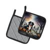 Bernese Mountain Dog Spooky Halloween Pair of Pot Holders Kitchen Heat Resistant Pot Holders Sets Oven Hot Pads for Cooking Baking BBQ, 7 1/2 x 7 1/2