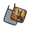 Boston Terrier Fall Pair of Pot Holders Kitchen Heat Resistant Pot Holders Sets Oven Hot Pads for Cooking Baking BBQ, 7 1/2 x 7 1/2