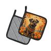 Border Terrier Fall Pair of Pot Holders Kitchen Heat Resistant Pot Holders Sets Oven Hot Pads for Cooking Baking BBQ, 7 1/2 x 7 1/2