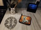 White German Shepherd Fall Pair of Pot Holders Kitchen Heat Resistant Pot Holders Sets Oven Hot Pads for Cooking Baking BBQ, 7 1/2 x 7 1/2