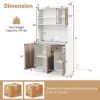 71 Inch Kitchen Pantry Storage Cabinet Buffet Sideboard with Built-in Charge Station