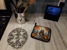 Afghan Hound Spooky Halloween Pair of Pot Holders Kitchen Heat Resistant Pot Holders Sets Oven Hot Pads for Cooking Baking BBQ, 7 1/2 x 7 1/2
