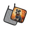 Schnauzer Fall Pair of Pot Holders Kitchen Heat Resistant Pot Holders Sets Oven Hot Pads for Cooking Baking BBQ, 7 1/2 x 7 1/2