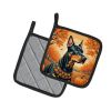 Doberman Pinscher Fall Pair of Pot Holders Kitchen Heat Resistant Pot Holders Sets Oven Hot Pads for Cooking Baking BBQ, 7 1/2 x 7 1/2