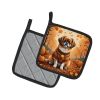 Tibetan Spaniel Fall Pair of Pot Holders Kitchen Heat Resistant Pot Holders Sets Oven Hot Pads for Cooking Baking BBQ, 7 1/2 x 7 1/2