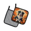 Australian Shepherd Terrier Fall Pair of Pot Holders Kitchen Heat Resistant Pot Holders Sets Oven Hot Pads for Cooking Baking BBQ, 7 1/2 x 7 1/2