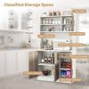 71 Inch Kitchen Pantry Storage Cabinet Buffet Sideboard with Built-in Charge Station