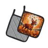 Red Miniature Pinscher Fall Pair of Pot Holders Kitchen Heat Resistant Pot Holders Sets Oven Hot Pads for Cooking Baking BBQ, 7 1/2 x 7 1/2