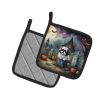 Shih Tzu Spooky Halloween Pair of Pot Holders Kitchen Heat Resistant Pot Holders Sets Oven Hot Pads for Cooking Baking BBQ, 7 1/2 x 7 1/2