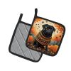Black Pug Fall Pair of Pot Holders Kitchen Heat Resistant Pot Holders Sets Oven Hot Pads for Cooking Baking BBQ, 7 1/2 x 7 1/2