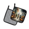 Goblins Spooky Halloween Pair of Pot Holders Kitchen Heat Resistant Pot Holders Sets Oven Hot Pads for Cooking Baking BBQ, 7 1/2 x 7 1/2