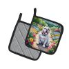 English Bulldog Spring Path Pair of Pot Holders Kitchen Heat Resistant Pot Holders Sets Oven Hot Pads for Cooking Baking BBQ, 7 1/2 x 7 1/2