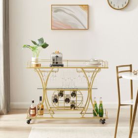 Kitchen Room Cart 3-Drawer Removable Storage Rack Trolley Cart with Rolling Wheels (Color: gold)