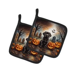 Chocolate Labrador Retriever Spooky Halloween Pair of Pot Holders Kitchen Heat Resistant Pot Holders Sets Oven Hot Pads for Cooking Baking BBQ (Default: Default)