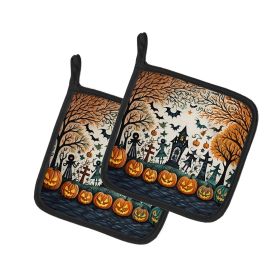 Papel Picado Skeletons Spooky Halloween Pair of Pot Holders Kitchen Heat Resistant Pot Holders Sets Oven Hot Pads for Cooking Baking BBQ (Default: Default)