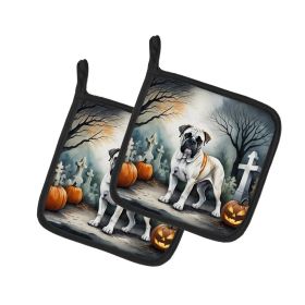 Boxer Spooky Halloween Pair of Pot Holders Kitchen Heat Resistant Pot Holders Sets Oven Hot Pads for Cooking Baking BBQ, 7 1/2 x 7 1/2 (Default: Default)