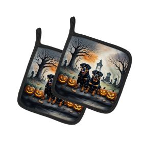 Rottweiler Spooky Halloween Pair of Pot Holders Kitchen Heat Resistant Pot Holders Sets Oven Hot Pads for Cooking Baking BBQ, 7 1/2 x 7 1/2 (Default: Default)